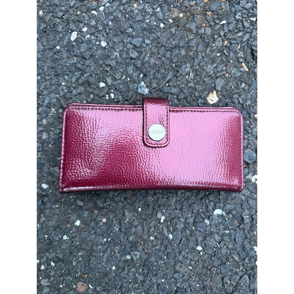 Hobo The Original Metallic Burgundy Patent Leather Continental Wallet